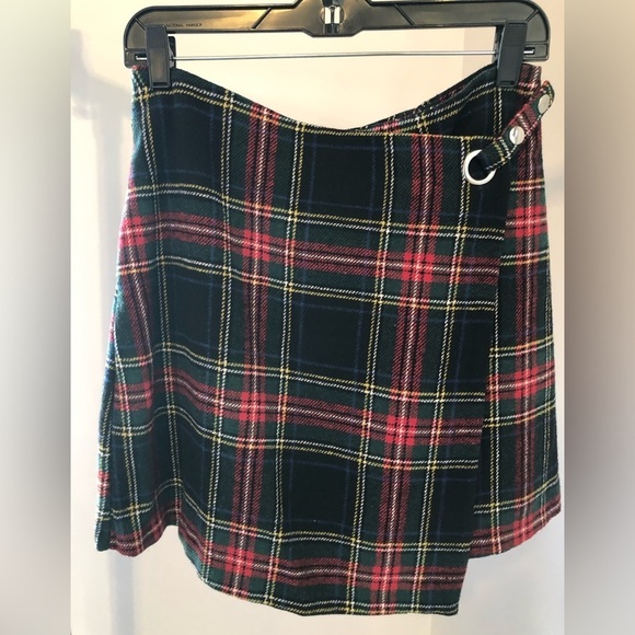 ALYA Francesca’s Faux Wrap Plaid Miniskirt - Picture 1 of 3